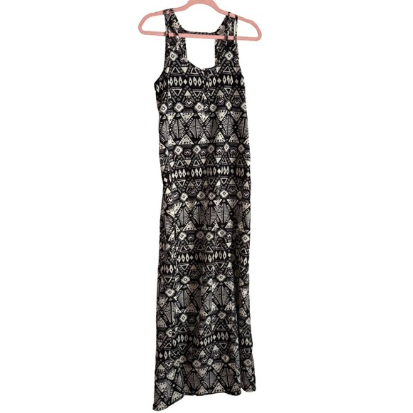 Ecote Black White Tribal Print Maxi Dress Women’s Small Sleeveless Boho Festival - Picture 1 of 6